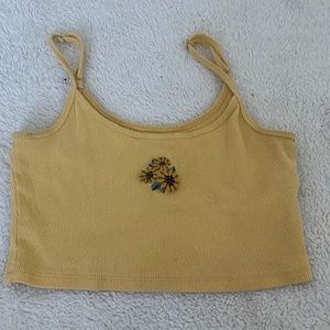 Yellow Hollister sunflower crop tank S